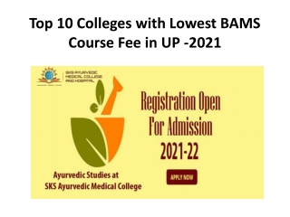 Top 10 Colleges with Lowest BAMS Course Fee in UP -2021