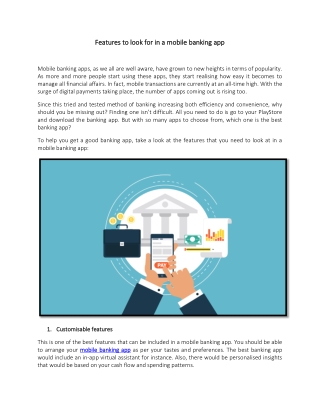 Features to look for in a mobile banking app