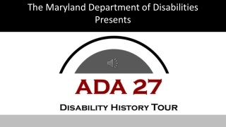 The Maryland Department of Disabilities Presents