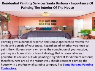 Residential Painting Services Santa Barbara - Importance Of Painting The Interio