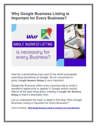 Why Google Business Listing is Important for Every Business