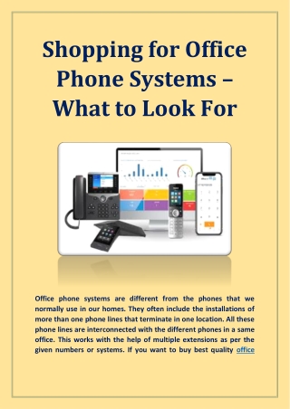 Shopping for Office Phone Systems – What to Look For