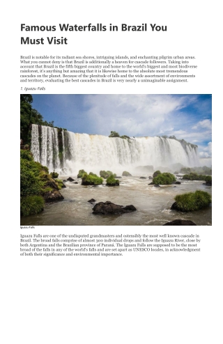 Famous Waterfalls in Brazil You Must Visit