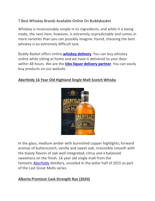 7 Best Whiskey Brands Available Online On Buddybasket