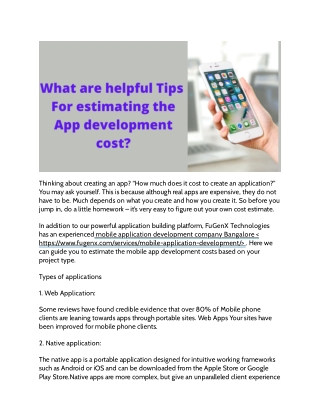 What are helpful tips for estimating the app development cost