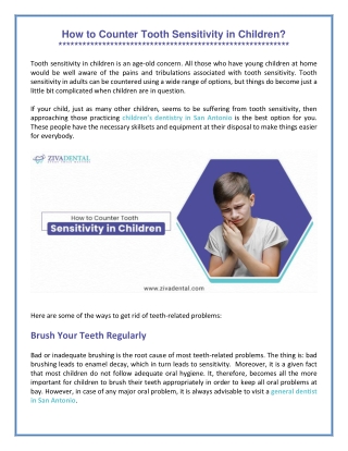 How to Counter Tooth Sensitivity in Children