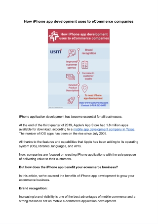 How iPhone app development uses to eCommerce companies