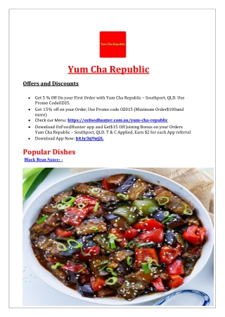 5% Off - Yum Cha Republic Chinese Menu Southport, QLD