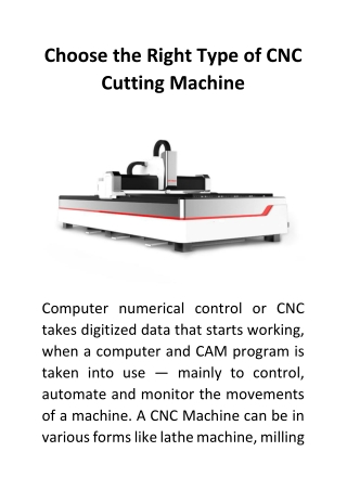 Choose the Right Type of CNC Cutting Machine