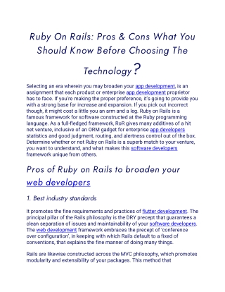 Ruby On Rails Pros & Cons What You Should Know Before Choosing The Technology