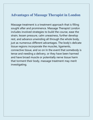 Get Thai Massage Therapist in Islington