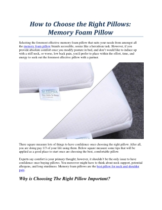 How To Choose The Right Pillows: Memory Foam Pillow