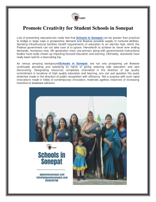 Promote Creativity for Student Schools in Sonepat
