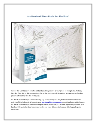 Are Bamboo Pillows Useful For The Skin