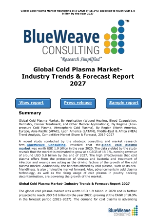 Global Cold Plasma Market