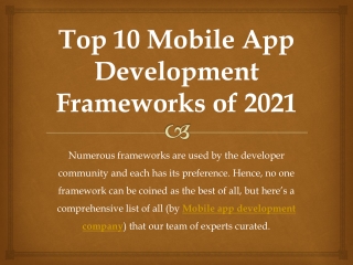 Top 10 mobile app development frameworks of 2021