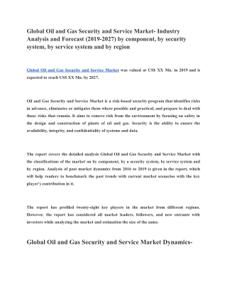 Global Oil and Gas Security and Service Market