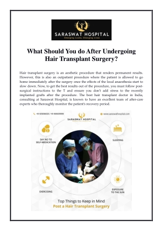 What Should You do After Undergoing Hair Transplant Surgery?