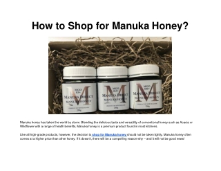 How to Shop for Manuka Honey