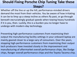 Should Fixing Porsche Chip Tuning Take these Steps?