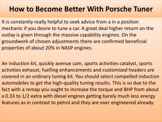 How to Become Better With Porsche Tuner