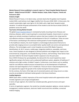 Smart Hospital Market Segments and Future Prospects 2027