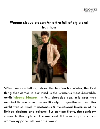 Women sleeve blazer: An attire full of style and tradition