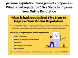 personal reputation management companies - Five Ways to Improve your Online Reputation