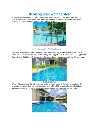 Cleaning pool water Estero