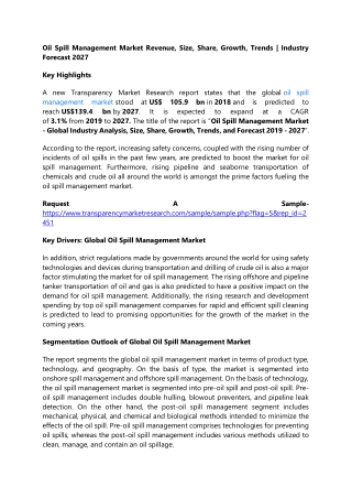 Oil Spill Management Market Revenue, Size, Share, Growth, Trends | Industry Fore
