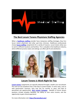 The Best Locum Tenens Physicians Staffing Agencies
