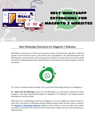 Best WhatsApp Extensions for Magento 2 Websites