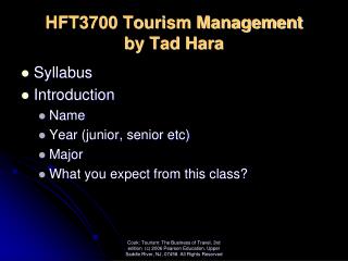 HFT3700 Tourism Management by Tad Hara