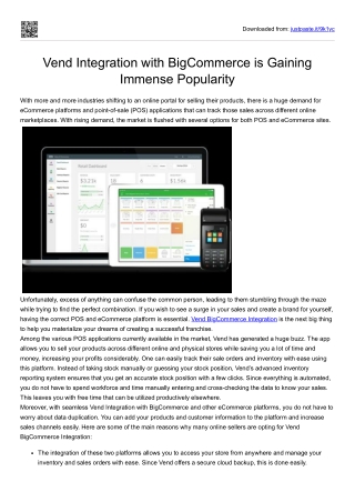 Vend Integration with BigCommerce is Gaining Immense Popularity