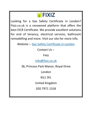 Looking for a Gas Safety Certificate in London