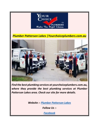 Plumber Patterson Lakes Yourchoiceplumbers.com