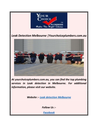 Leak Detection Melbourne Yourchoiceplumbers.com