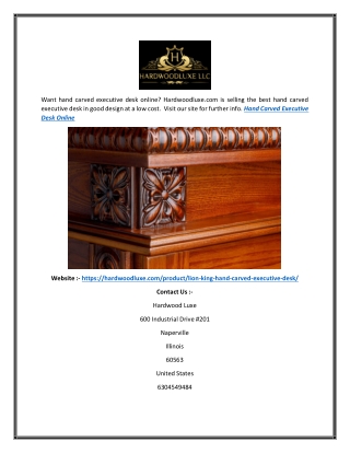 Find The Best Hand Carved Executive Desk Online  Hardwoodluxe.com