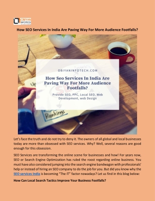 How Seo Services In India Are Paving Way For More Audience Footfalls