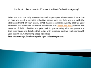 Hmbr Arc Rec- How to Choose the Best Collection Agency