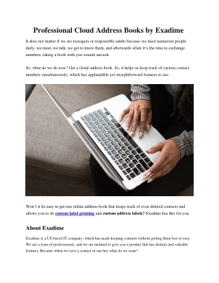 Professional Cloud Address Books by Exadime