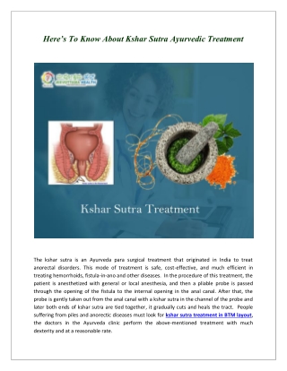 Here’s To Know About Kshar Sutra Ayurvedic Treatment