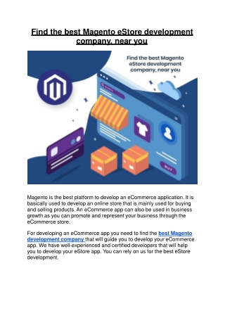 Find the best Magento eStore development company, near you