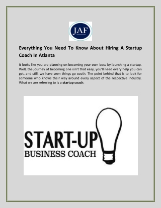 Everything You Need To Know About Hiring A Startup Coach In Atlanta
