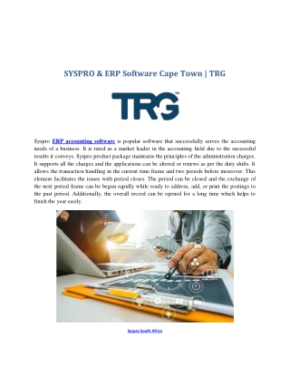 SYSPRO & ERP Software Cape Town | TRG
