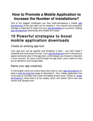 How to Promote a Mobile Application to Increase the Number of Installations