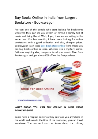 Buy Books Online In India from Largest Book store - Bookswagon