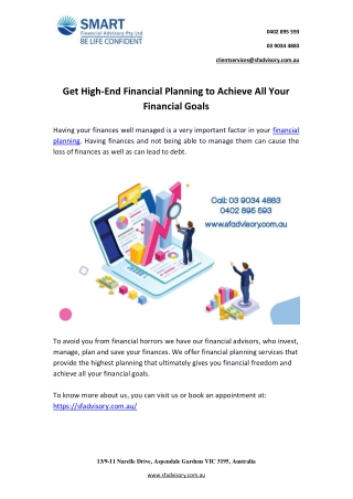 Get High-End Financial Planning to Achieve All Your Financial Goals