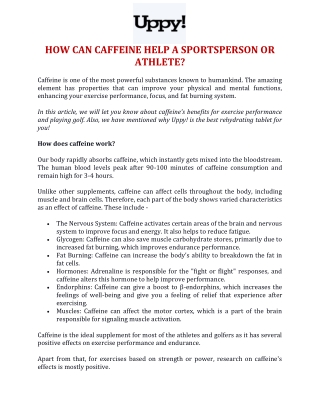 How Can Caffeine Help A Sportsperson Or Athlete