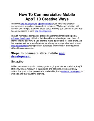 How To Commercialize Mobile App